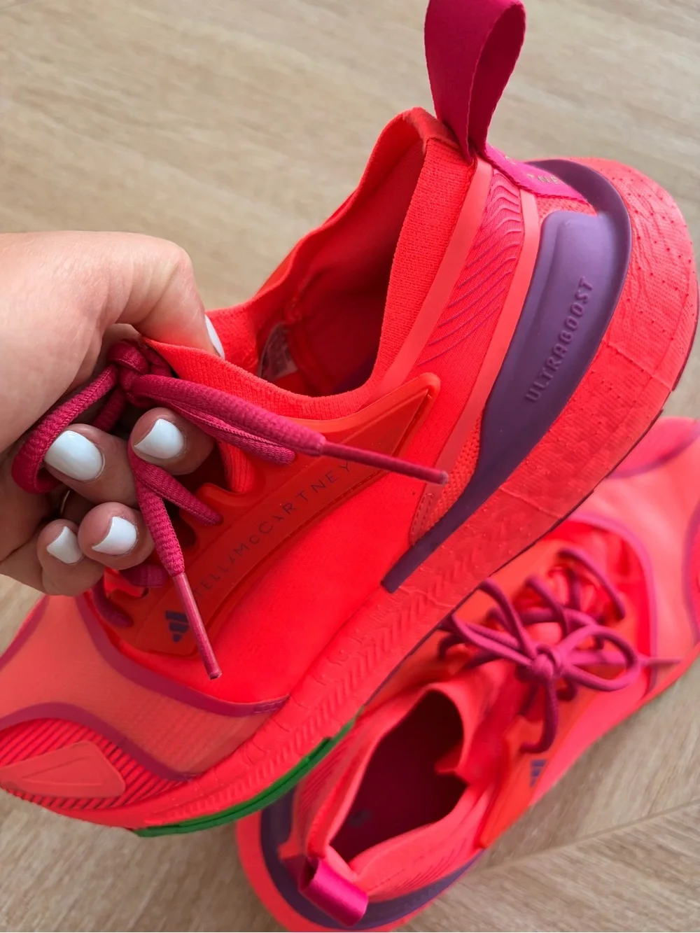 Adidas by Stella McCartney Neon Pink and Purple Ultraboost Sneakers